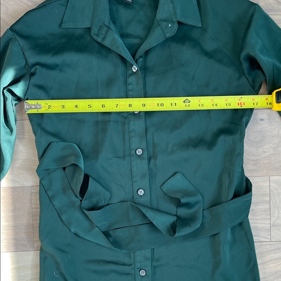Banana Republic Factory Green Tie Waist Maxi Shirtdress XXSP - Picture 7 of 11